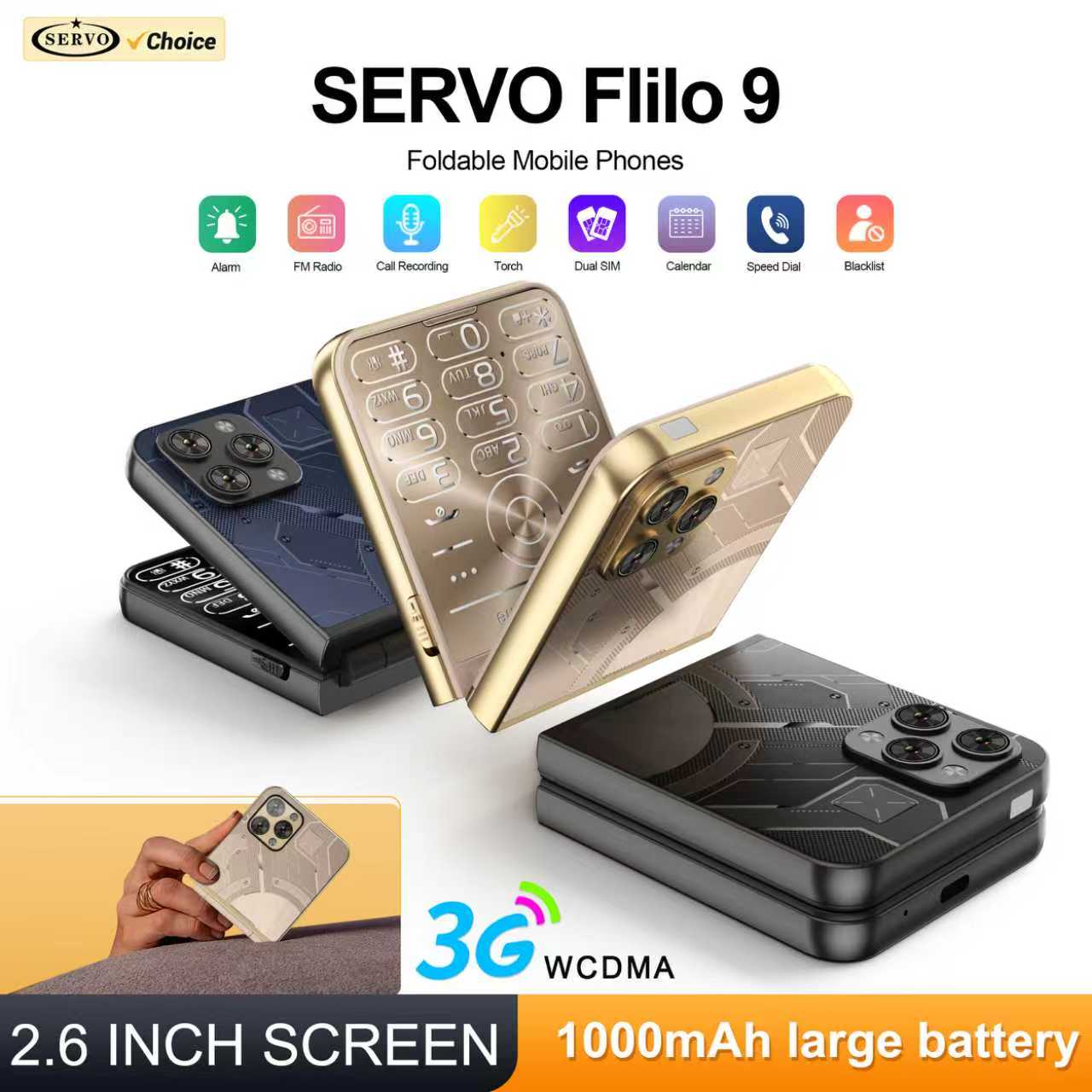 Servo Pan Tilt - SERVO Flilo9 Opvouwbare mobiele telefoon 3G